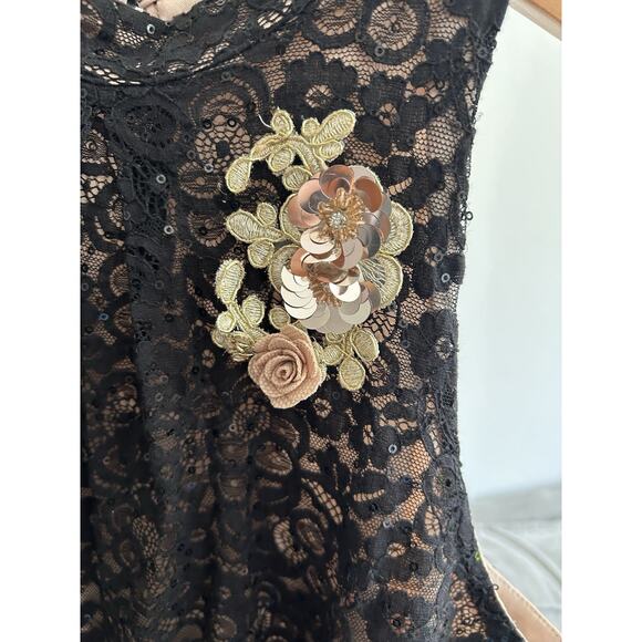 Vitg Sheer Lace Whimsygoth Fairy Goth Top Sequin Floral Applique Sleeveless XL - Picture 2 of 10